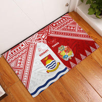 Tonga And Kiribati Rubber Doormat Coat Of Arms Polynesian Pattern LT05 Red - Polynesian Pride