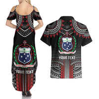 Personalised Samoa Black Saturday Couples Matching Summer Maxi Dress and Hawaiian Shirt Samoan Warrior Tribal Pattern