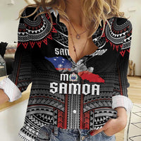 Personalised Samoa Black Saturday Women Casual Shirt Samoan Warrior Tribal Pattern