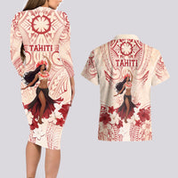 Tahiti Women's Day Couples Matching Long Sleeve Bodycon Dress and Hawaiian Shirt With Polynesian Pattern LT05 - Polynesian Pride