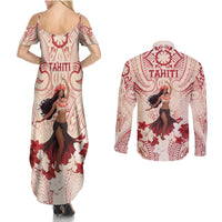 Tahiti Women's Day Couples Matching Summer Maxi Dress and Long Sleeve Button Shirt With Polynesian Pattern LT05 - Polynesian Pride