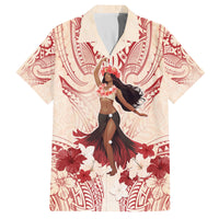 Tahiti Women's Day Family Matching Off Shoulder Long Sleeve Dress and Hawaiian Shirt With Polynesian Pattern LT05 Dad's Shirt - Short Sleeve Beige - Polynesian Pride