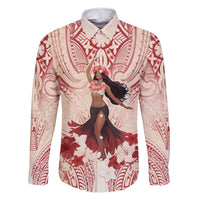 Tahiti Women's Day Family Matching Summer Maxi Dress and Hawaiian Shirt With Polynesian Pattern LT05 Dad's Shirt - Long Sleeve Beige - Polynesian Pride