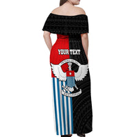 Personalised West Papua Off Shoulder Maxi Dress Polynesian Pattern With Coat Of Arms LT05 - Polynesian Pride