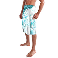 Samoa Siapo Pattern With Teal Hibiscus Lavalava LT05 - Polynesian Pride