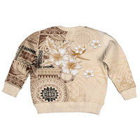 Samoa Siapo Pattern With Beige Hibiscus Kid Ugly Christmas Sweater