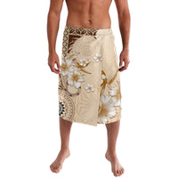 Samoa Siapo Pattern With Beige Hibiscus Lavalava LT05 Beige - Polynesian Pride