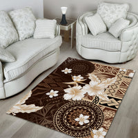 Samoa Siapo Pattern With Brown Hibiscus Area Rug