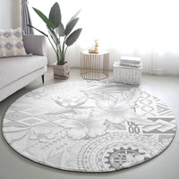 Samoa Siapo Pattern With White Hibiscus Round Carpet