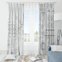 Samoa Siapo Pattern With White Hibiscus Window Curtain