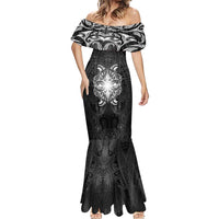 New Zealand Matariki Mermaid Dress Maori Moko Black Galaxy
