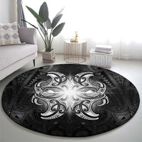 New Zealand Matariki Round Carpet Maori Moko Black Galaxy