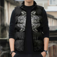 New Zealand Matariki Sleeveless Puffer Jacket Maori Moko Black Galaxy