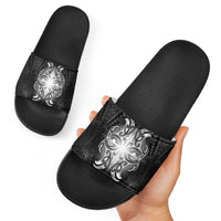 New Zealand Matariki Slide Sandals Maori Moko Black Galaxy