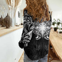 New Zealand Matariki Women Casual Shirt Maori Moko Black Galaxy