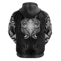 New Zealand Matariki Zip Hoodie Maori Moko Black Galaxy