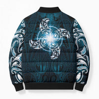New Zealand Matariki Waita Bomber Puffer Jacket Maori Moko Dark Blue Galaxy
