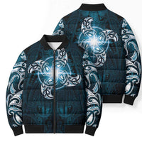 New Zealand Matariki Waita Bomber Puffer Jacket Maori Moko Dark Blue Galaxy
