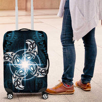 New Zealand Matariki Waita Luggage Cover Maori Moko Dark Blue Galaxy
