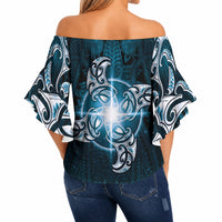 New Zealand Matariki Waita Off Shoulder Wrap Waist Top Maori Moko Dark Blue Galaxy LT05 - Polynesian Pride