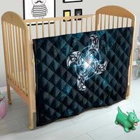 New Zealand Matariki Waita Quilt Maori Moko Dark Blue Galaxy
