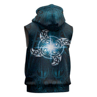 New Zealand Matariki Waita Sleeveless Zip Hoodie Maori Moko Dark Blue Galaxy