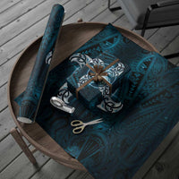 New Zealand Matariki Waita Wrapping Paper Maori Moko Dark Blue Galaxy