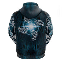 New Zealand Matariki Waita Zip Hoodie Maori Moko Dark Blue Galaxy