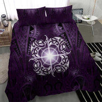 New Zealand Matariki Waipunarangi Bedding Set Maori Moko Purple Galaxy