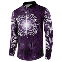 New Zealand Matariki Waipunarangi Button Sweatshirt Maori Moko Purple Galaxy