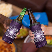 New Zealand Matariki Waipunarangi 4 in 1 Can Cooler Tumbler Maori Moko Purple Galaxy LT05 - Polynesian Pride