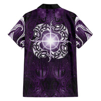 New Zealand Matariki Waipunarangi Family Matching Tank Maxi Dress and Hawaiian Shirt Maori Moko Purple Galaxy LT05 - Polynesian Pride