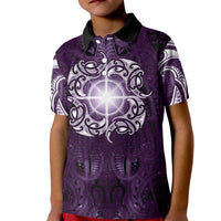 New Zealand Matariki Waipunarangi Kid Polo Shirt Maori Moko Purple Galaxy LT05 Kid Purple - Polynesian Pride