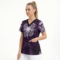 New Zealand Matariki Waipunarangi Scrub Top Maori Moko Purple Galaxy