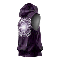 New Zealand Matariki Waipunarangi Sleeveless Hoodie Maori Moko Purple Galaxy LT05 - Polynesian Pride