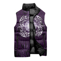 New Zealand Matariki Waipunarangi Sleeveless Puffer Jacket Maori Moko Purple Galaxy