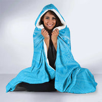 New Zealand Matariki Waiti Hooded Blanket Maori Moko Cyan Galaxy