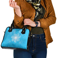 New Zealand Matariki Waiti Shoulder Handbag Maori Moko Cyan Galaxy