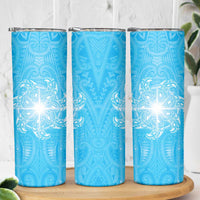 New Zealand Matariki Waiti Skinny Tumbler Maori Moko Cyan Galaxy