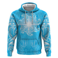New Zealand Matariki Waiti Zip Hoodie Maori Moko Cyan Galaxy