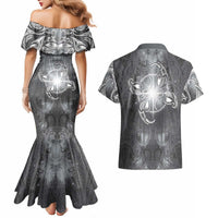 New Zealand Matariki Ururangi Couples Matching Mermaid Dress and Hawaiian Shirt Maori Moko Grey Galaxy LT05 - Polynesian Pride
