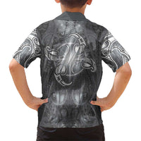 New Zealand Matariki Ururangi Family Matching Off The Shoulder Long Sleeve Dress and Hawaiian Shirt Maori Moko Grey Galaxy LT05 - Polynesian Pride