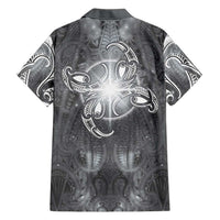 New Zealand Matariki Ururangi Family Matching Off Shoulder Maxi Dress and Hawaiian Shirt Maori Moko Grey Galaxy LT05 - Polynesian Pride