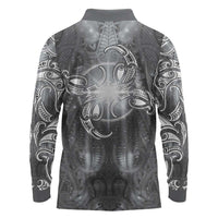 New Zealand Matariki Ururangi Long Sleeve Polo Shirt Maori Moko Grey Galaxy