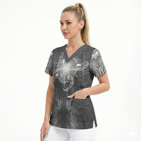 New Zealand Matariki Ururangi Scrub Top Maori Moko Grey Galaxy