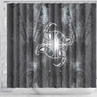 New Zealand Matariki Ururangi Shower Curtain Maori Moko Grey Galaxy