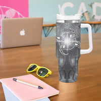 New Zealand Matariki Ururangi Tumbler With Handle Maori Moko Grey Galaxy