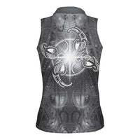 New Zealand Matariki Ururangi Women Sleeveless Polo Shirt Maori Moko Grey Galaxy LT05 - Polynesian Pride