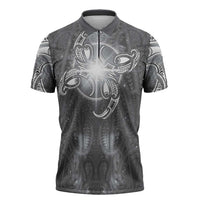 New Zealand Matariki Ururangi Zipper Polo Shirt Maori Moko Grey Galaxy