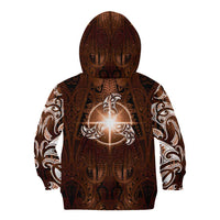 New Zealand Matariki Tupuanuku Kid Hoodie Maori Moko Brown Galaxy